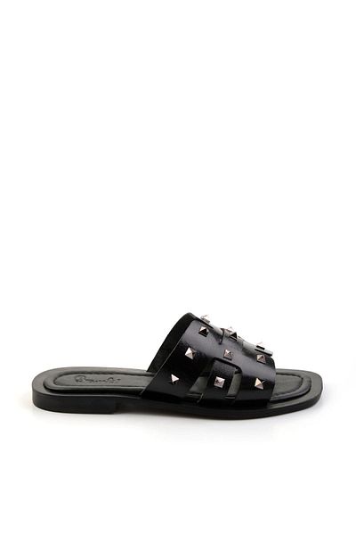 Bambi Black Leather Women's Slippers K04826076103