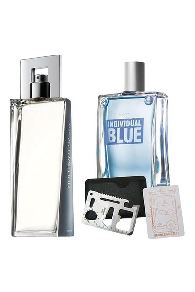 Dactylion Attraction Eau de Toilette Set for Him 75 ml, Individual Blue 100 ml, multifunctional card