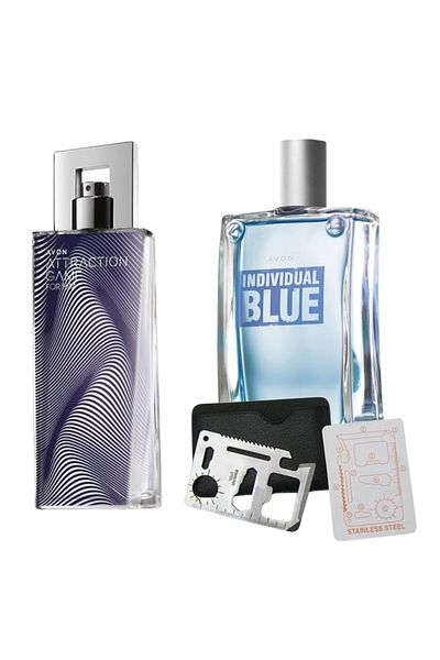 Dactylion Attraction Game Eau de Toilette Set for Him 75 ml, Individual Blue 100 ml, multifunctional card