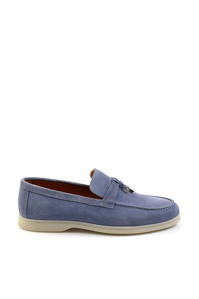 Bambi Espadrile pentru bărbați din piele albastră denim E01079972602
