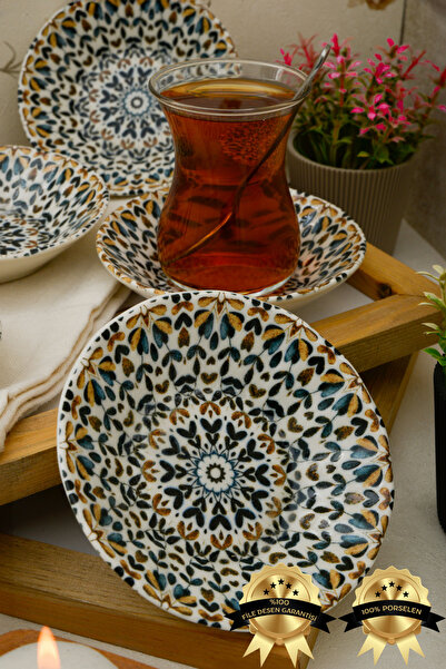 Farika Porselen Şebnem 6'lı Porselen Çay Tabağı Seti