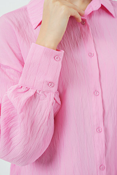 Bigdart Kadın Çizgili Uzun Gömlek Tunik 5963 - Pembe