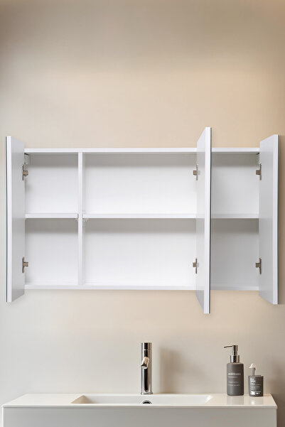 shop Aynalı Banyo Dolabı – Raflı Lavabo Üstü, Modern Tasarım - 95x60