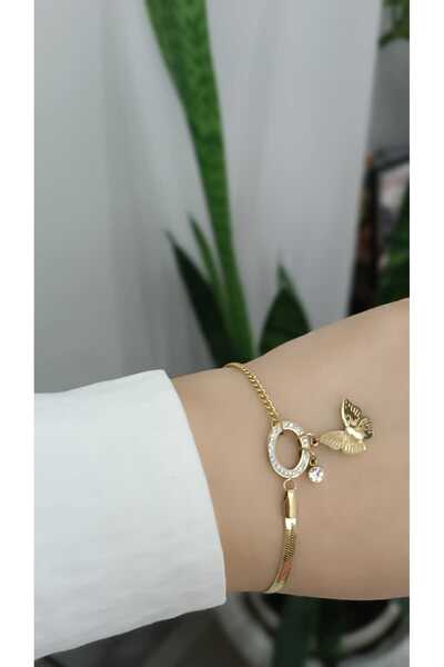 shop سوار من حجر الزركون بتصميم دائري على شكل فراشة من الفولاذ