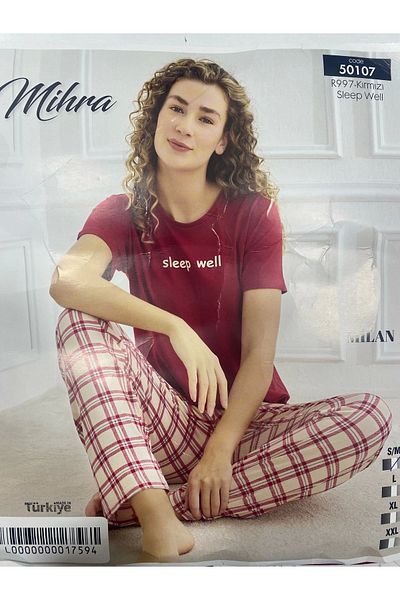 NİVEMESHOME 50107 Mi̇hra Milan Short Sleeve Pajama Set Red