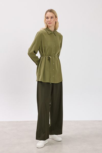 Birgül Bektaş Khaki Waist Tie Shirt