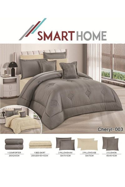 smart home Double-Sided Duvet Set, 8-Piece Microfiber Quilted Bedspread, 8-Piece Comforter Set