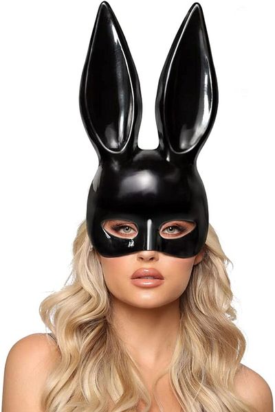 SAVA HOME COLLECTİON Black Color Extra Luxury Long Eared Rabbit Mask 35x16 cm