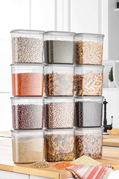 KATE HOME 12 Pieces 24 Pieces 2 Liter Rectangular Food and Pulse Storage Container Set with 20 Labels as a Gift