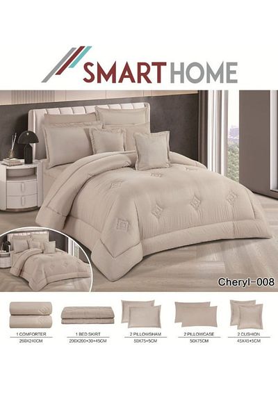 smart home Double-Sided Duvet Set, 8-Piece Microfiber Quilted Bedspread, 8-Piece Comforter Set