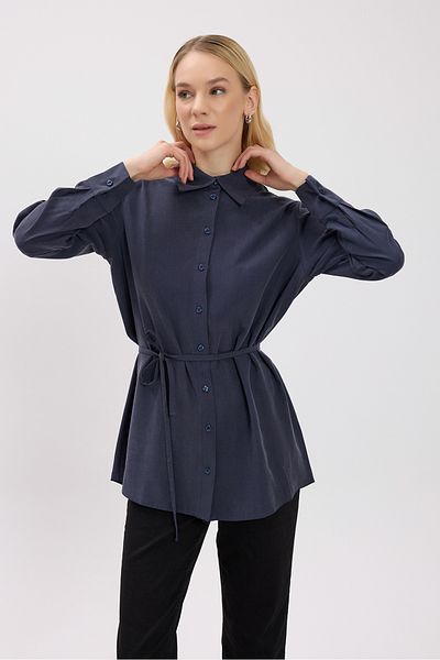 Birgül Bektaş Πουκάμισο με λουράκι στη μέση Navy Blue