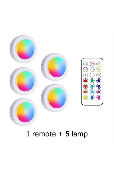Mikenoon 1 remote 5 lamp Under Cabinet Lights Wireless with Remote Control LED Touch Dimmable Night Lamp RGB