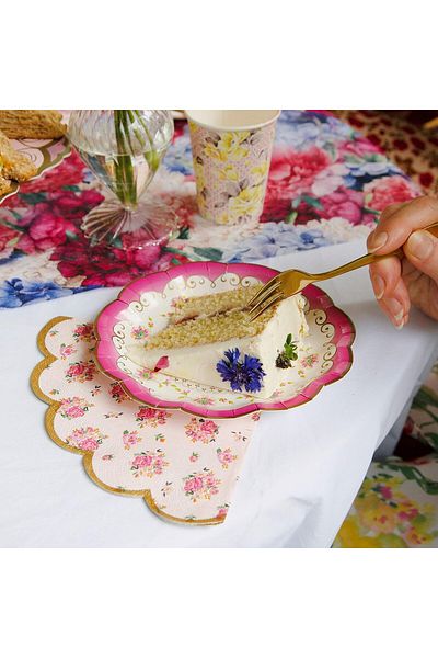 COOYA 24 Pcs Disposable Tableware, Vintage Floral, for Birthday, Party, Wedding, Anniversary(17cm)