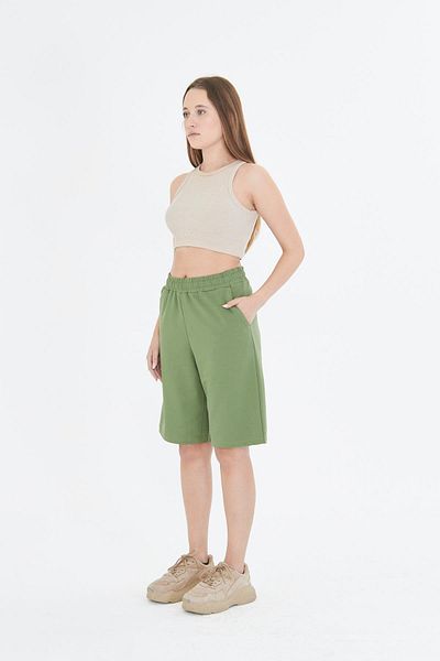 TRENDHİLL Women's Cotton Capri Khaki 7003-H