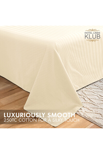 Hotel Linen Klub 3-Piece Bed Sheet Set, 100% Cotton Sateen Fabric , Size: Double (220 x 240cm)
