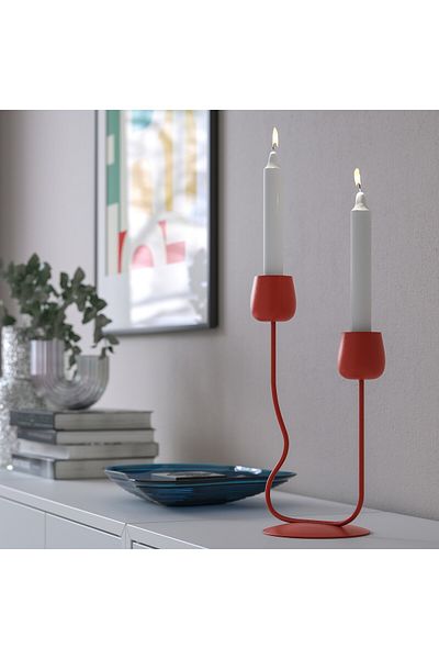 IKEA SILVERPÄRON Candlestick/tealight holder, bright red, 29 cm