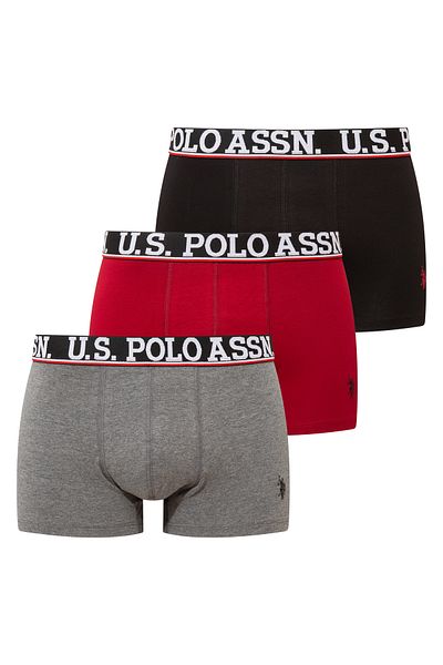 U.S. Polo Assn. Ανδρικά Μποξεράκια Βουργουνδίας - Μαύρο - Ανθρακί Μελανζ 3 τεμαχίων