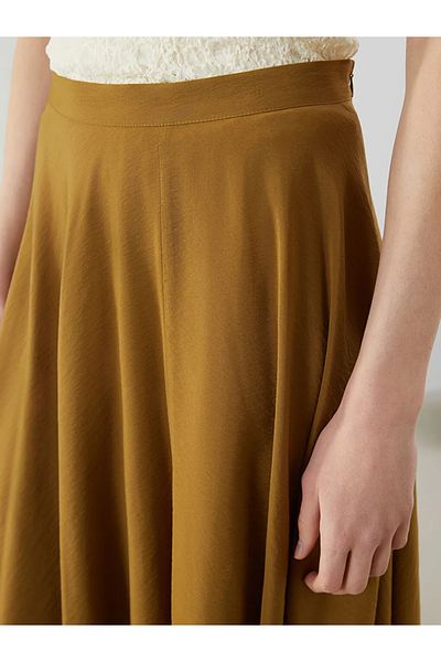 LC Waikiki Lcw Vision Khaki Waist Zippered Pleated Skirt