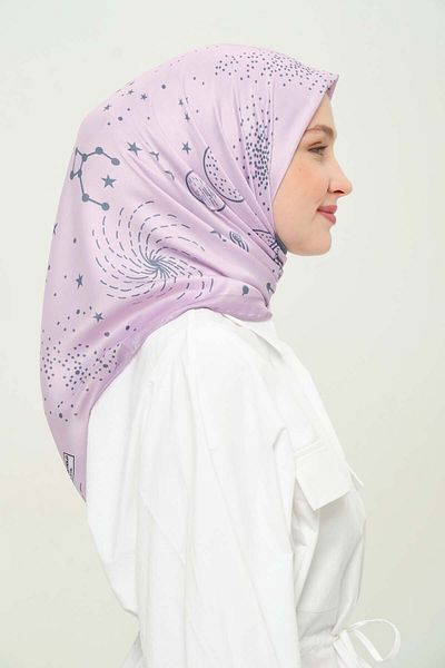 Madame Polo Digital Rayon Scarf Multicolor Patterned Daily Wrinkle-Free Non-Slip 90X90Cm