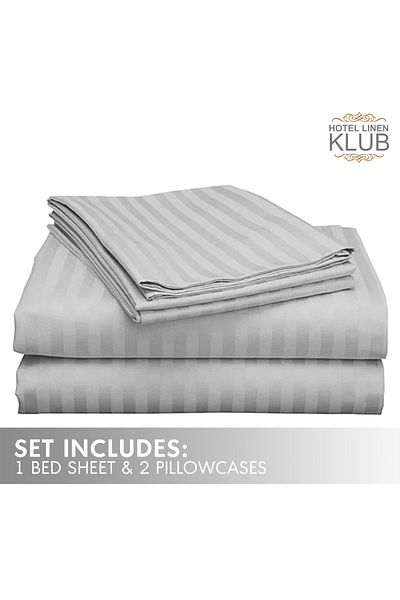 Hotel Linen Klub طقم ملاءات سرير من 3 قطع، مصنوع من قماش ساتان قطني 100%، المقاس: مزدوج (220 × 240 سم)