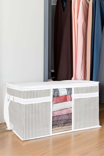 EVLE Μαξιλαροθήκη Παράθυρο Γκρι Ριγέ 75x40x40 cm