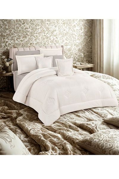 smart home Double-Sided Duvet Set, 8-Piece Microfiber Quilted Bedspread, 8-Piece Comforter Set
