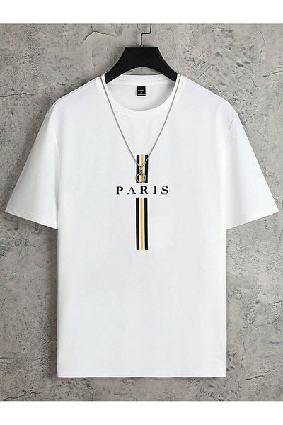 PENTHİLUS Tricou cu 3 linii Sweet Line Paris - Tricou cu mânecă scurtă cu gât rotund supradimensionat