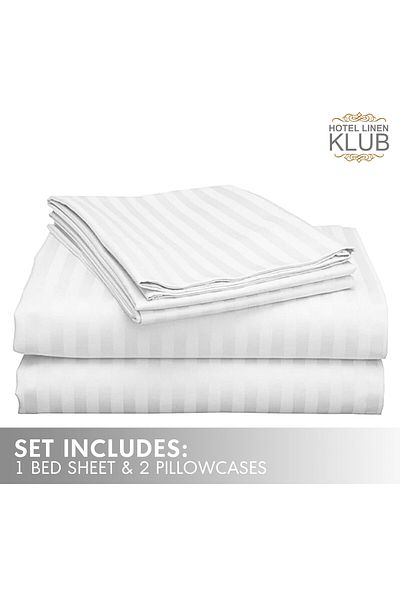 Hotel Linen Klub 3-Piece Bed Sheet Set, 100% Cotton Sateen Fabric , Size: Queen (240 x 260cm)