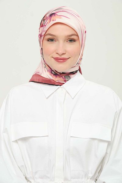 Madame Polo Printed Rayon Scarf Multicolor Patterned Daily Wrinkle-Free Non-Slip 90X90Cm