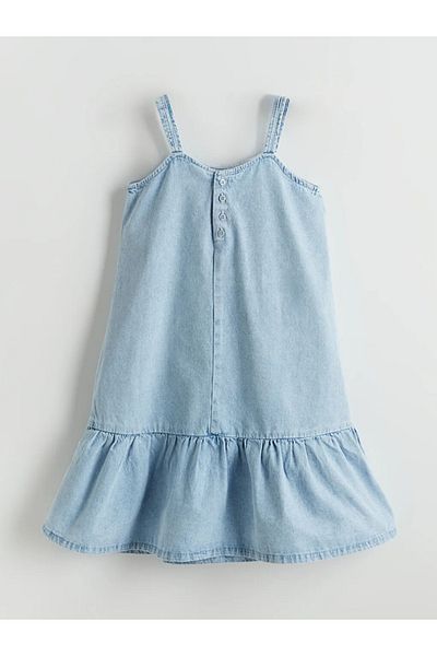 LC Waikiki Rochie de jeans pentru fete LCW Kids cu detaliu de broderie albastră
