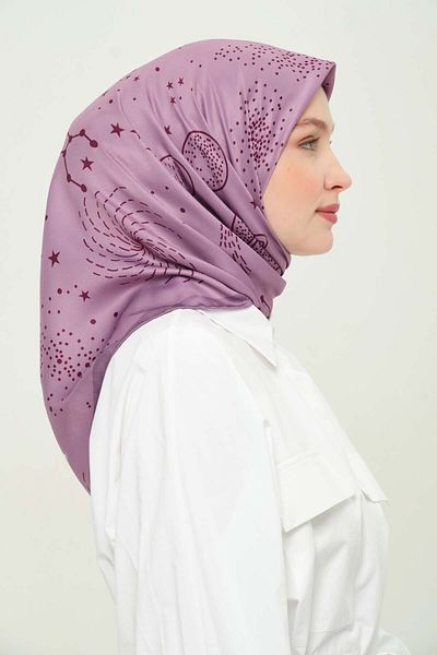 Madame Polo Digital Rayon Scarf Multicolor Patterned Daily Wrinkle-Free Non-Slip 90X90Cm