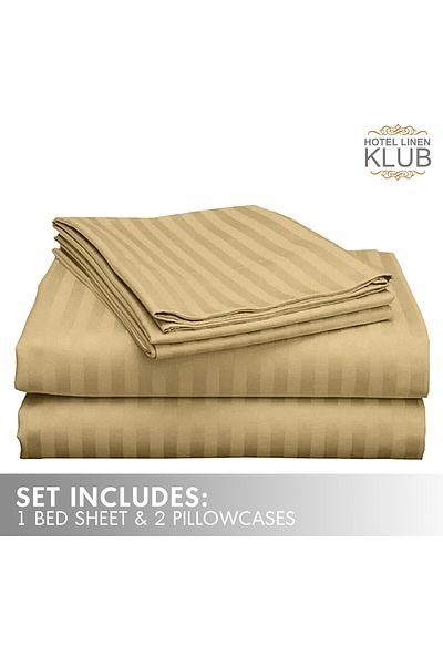 Hotel Linen Klub 3-Piece Bed Sheet Set, 100% Cotton Sateen Fabric , Size: King (260 x 280cm)