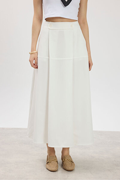 Birgül Bektaş Fusta cu detaliu curea ecru