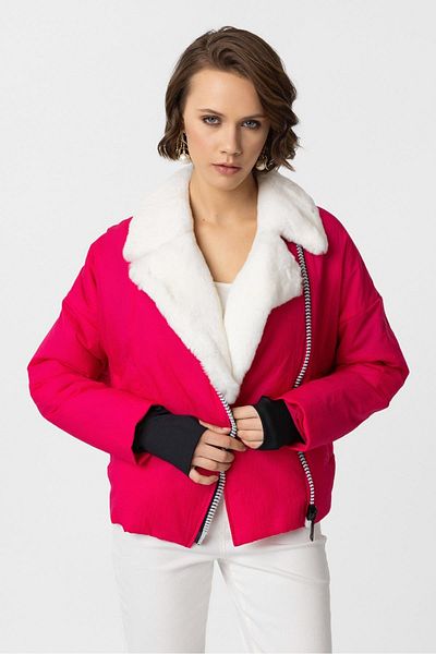 Deriderim Pink Jolie Collar Belted Short Fabric Coat