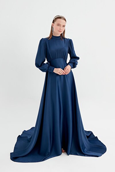 Birgül Bektaş Navy Blue Tailed Elena Dress