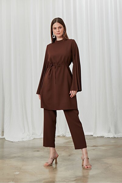 Birgül Bektaş Σετ παντελόνι Lucia σε καφέ χρώμα