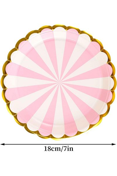 COOYA 20 Pcs Disposable Plates, Pastel Party Tableware Paper Party Plates, Pink