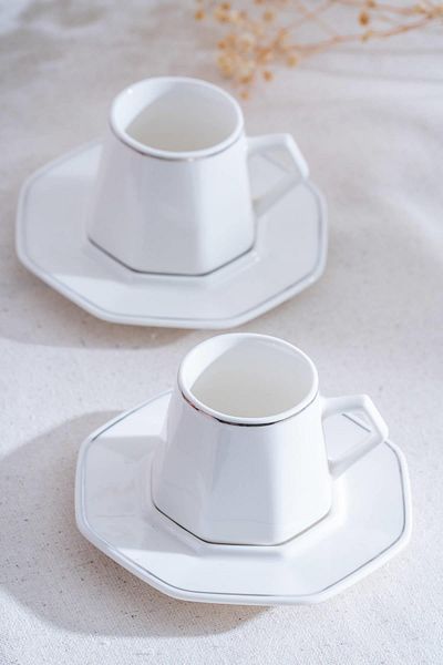 ACAR Elara Silver 6-Person Coffee Cup Set - 90 ml