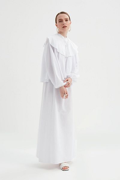 Birgül Bektaş White Flounce Dress