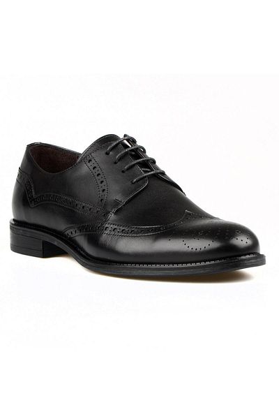 FootCourt Men's Oxford Large Size Shoes Black Leather