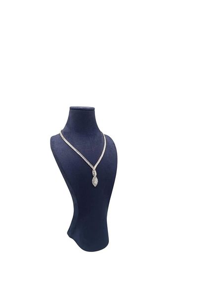 MeGass Dekor Sardinia Fabric Navy Blue Color Length 33cm Necklace Jewelry Display Manikin