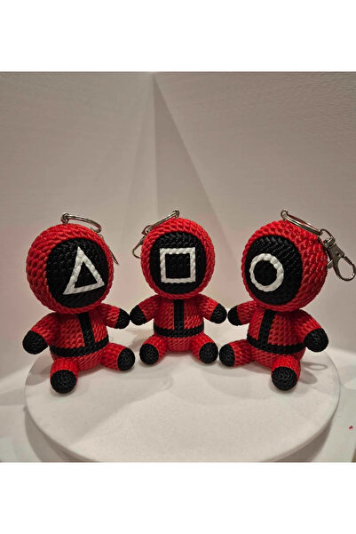 genomera Örgü Desenli Squid Game Anahtarlık (Üçgen model)