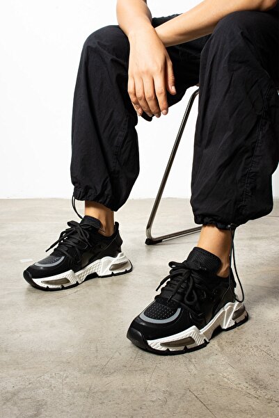 Seniorah Neptün Black Skin-Mesh Women's Sports Shoes