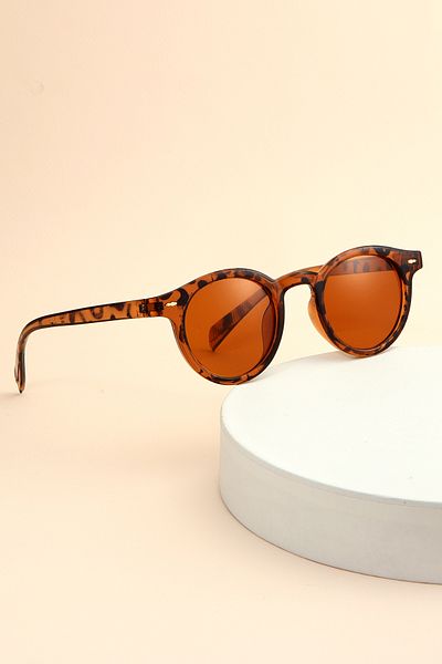 Nilu Moda Round Leopard Frame Brown Glasses Women Men Unisex Sunglasses