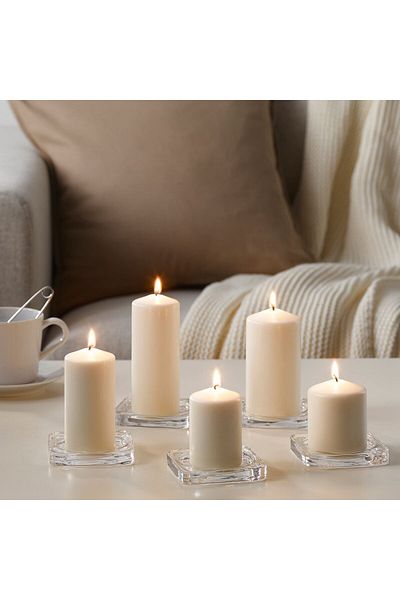 IKEA FENOMEN Unscented block candle, set of 5, natural
