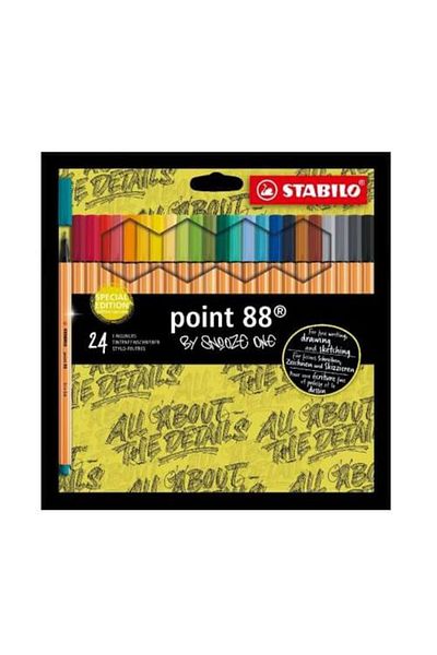 Stabilo Set Of 24 Fineliner Colors Point 88 0.4mm One Wallet