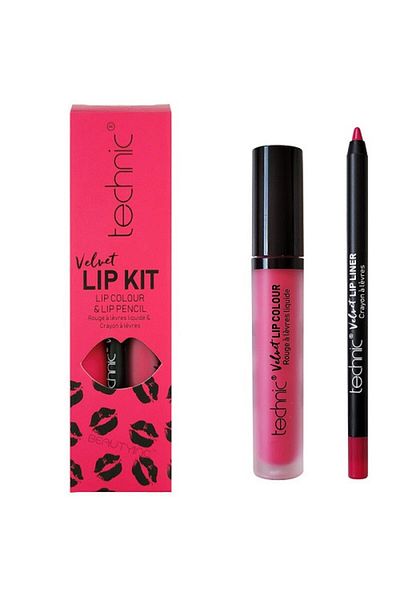 TECHNIC Set ruj si creion de buze, Technic, Velvet Lip Kit, Little Fuchsia