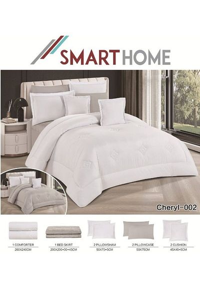 smart home Double-Sided Duvet Set, 8-Piece Microfiber Quilted Bedspread, 8-Piece Comforter Set
