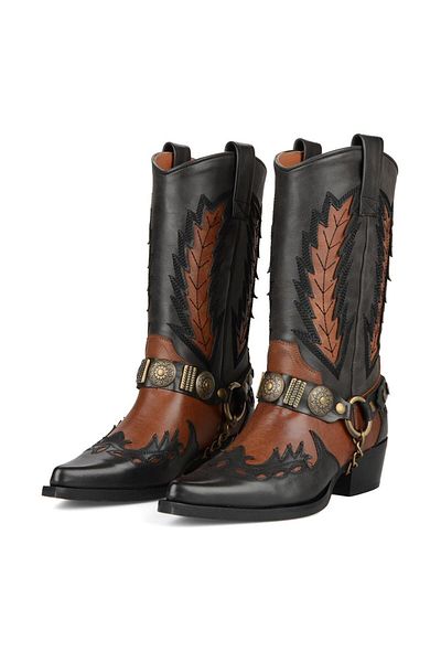 FootCourt Brown Women's Cowboy Boots with Accessories