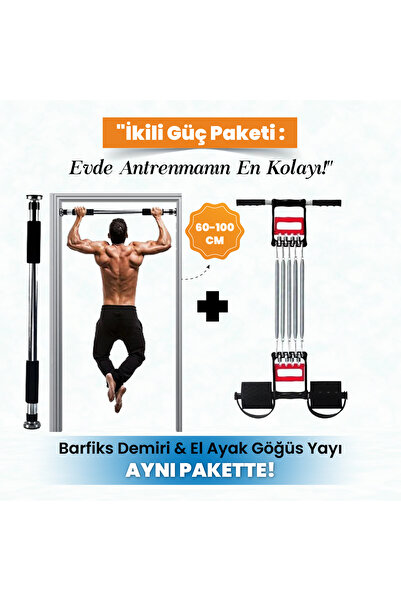 Raicon 60-100 Cm Çift Süngerli Ayarlanabilir Barfiks Çubuğu ve El Ayak Göğüs ...